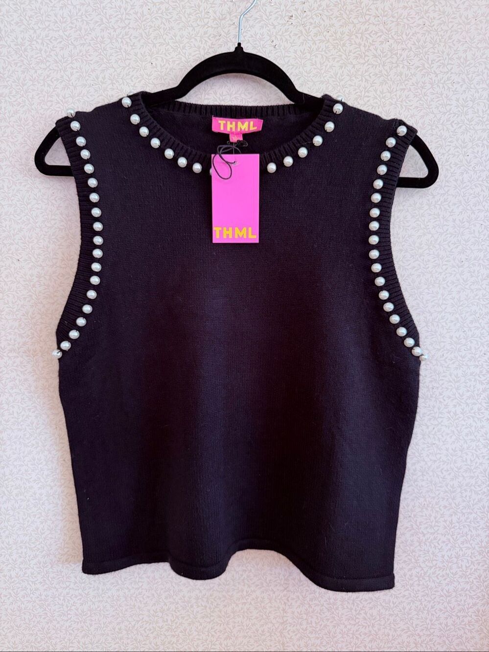 NWT THML sleeveless pearl embellished sweater